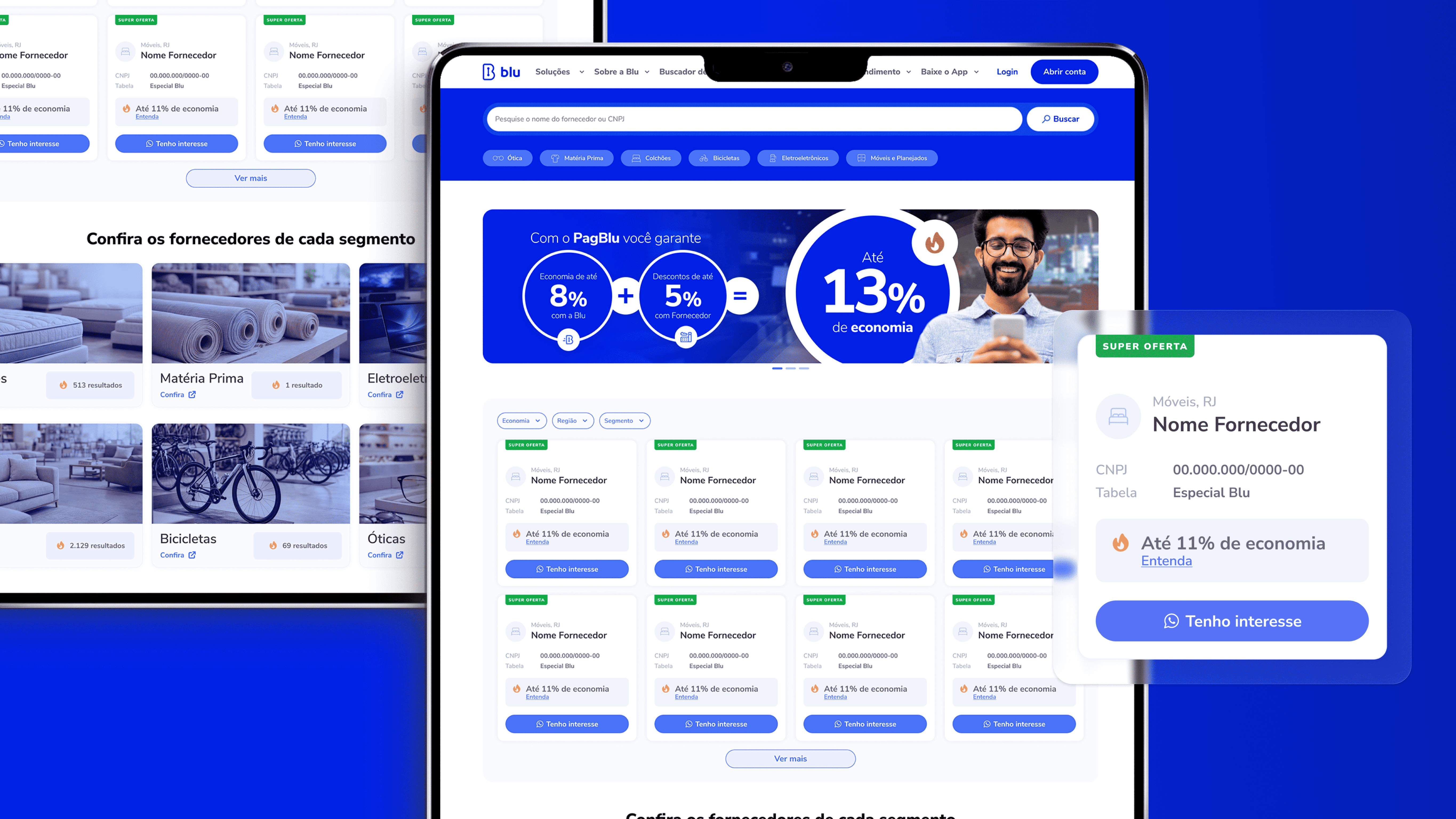 Mockup do case Refatoração do Buscador Blu